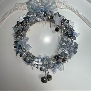 Handmade Silver and White Christmas Wreath Decor